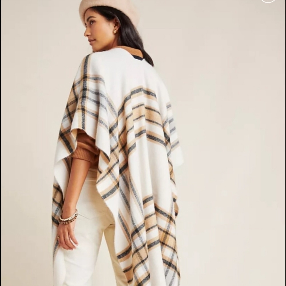 Anthropologie | Plaid wrap with fringe | One Size